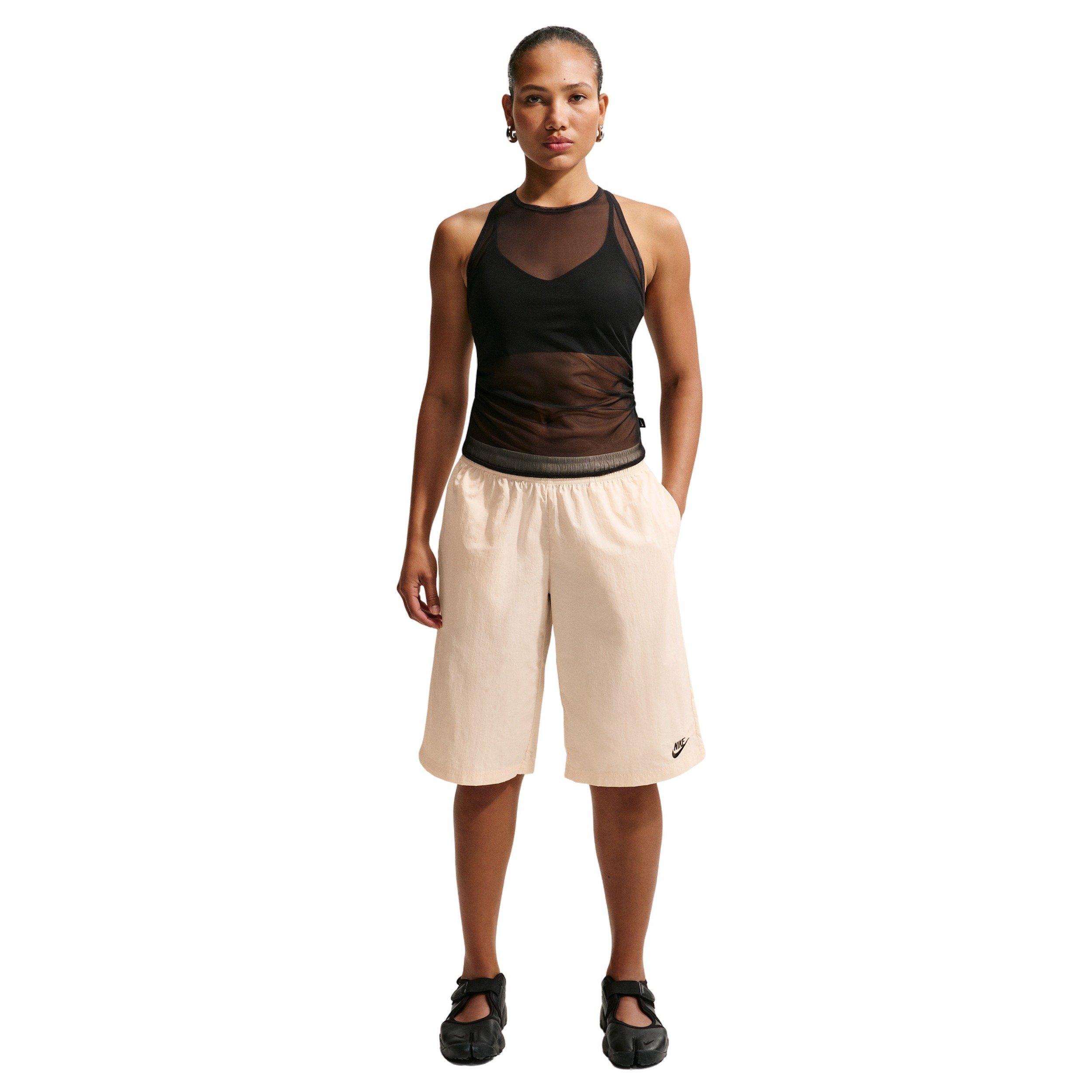 Nike Women's Sportswear Mid-Rise Loose Knee-Length Shorts - OFF-WHITE/BLACK